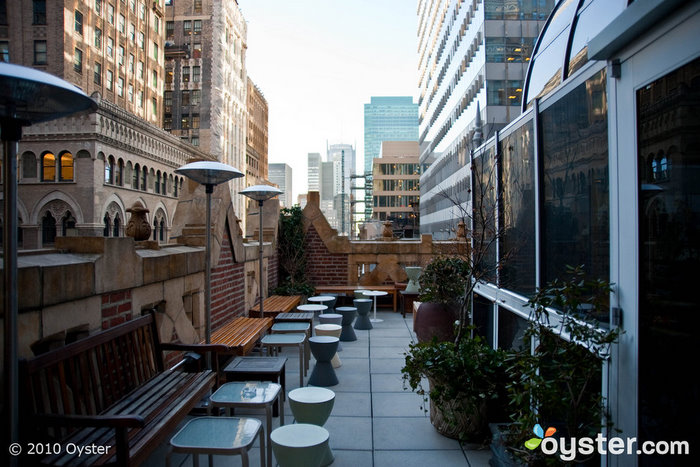 The Library Hotel's rooftop lounge is a cozy spot for a shower or small reception.