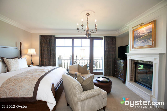 Accommodations are luxurious, featuring fireplaces and chandeliers in every room.