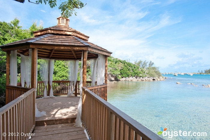 This beachfront gazebo at the Grotto Bay Beach Resort in Bermuda is the perfect place to exchange intimate