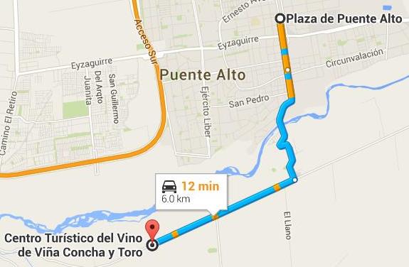 Percurso feito de táxi da estação de metrô até a vinícola.
