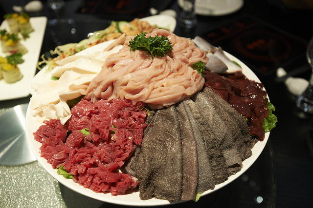 Variety of Raw Meats for a Hot Pot, Photo by llee_wu via Flickr