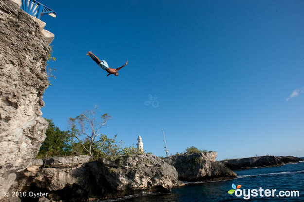 Cliff diving at the Caves