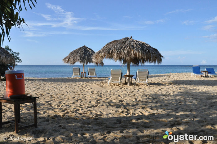 Unlike at some other all-inclusive resorts, the beach at Jamaica Inn is quiet and relaxed -- not overrun with tourists.