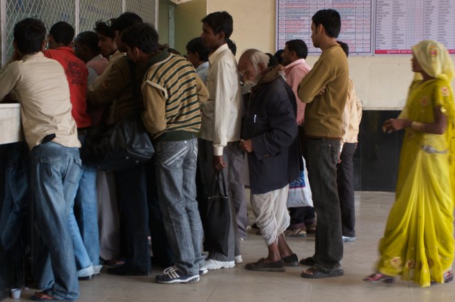 Ticket line; Image courtesy of David Brossard via Flickr.