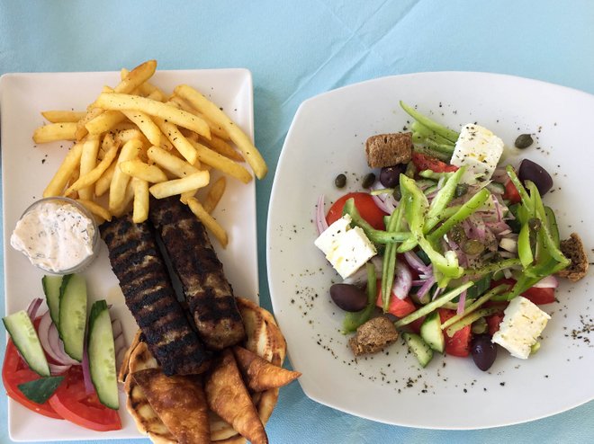 Greek salad at the Sea Side Beach Hotel/Oyster