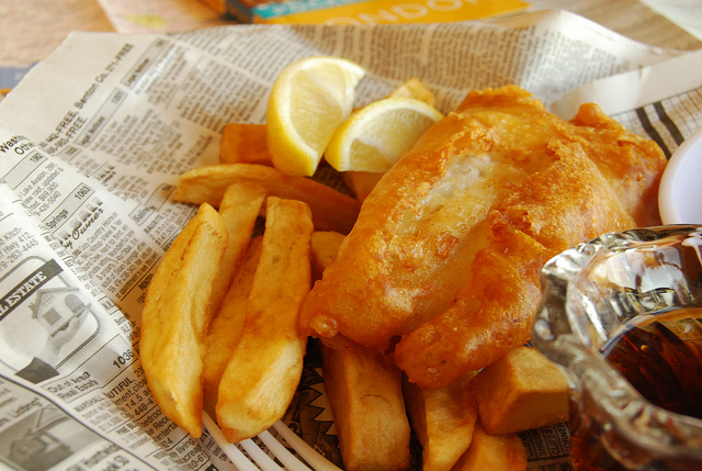 Pescado y papas fritas; LearningLark / Flickr