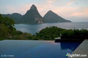 The in-room infinity pool at the Jade Mountain Resort; St. Lucia