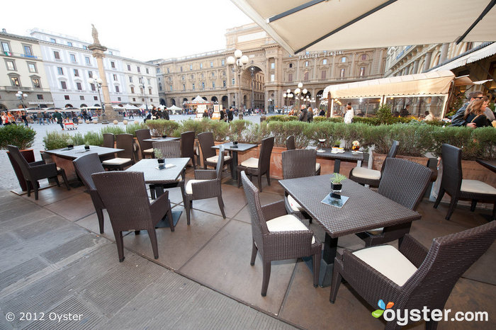 The restaurant's outdoor patio is a great spot for people-watching.