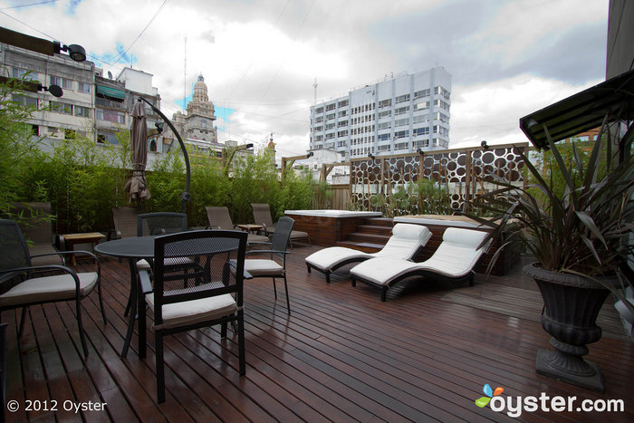 The hotel's terrace features a Jacuzzi.