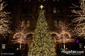 The New York Palace gets in the holiday mood -- maybe they're inspired by the holiday shops at Bryant Park?