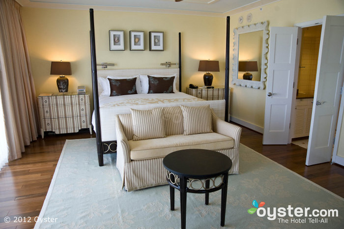 Suites have elegant beach-y decor and top-notch amenities.