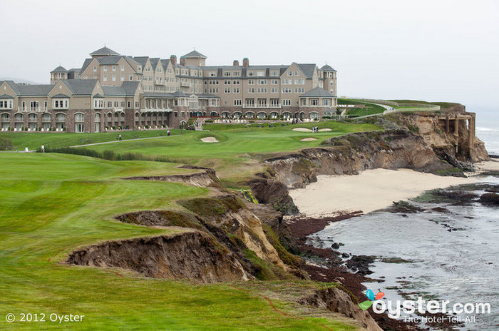 The adjacent golf course offers striking ocean views.