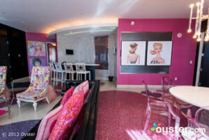 It's a pink explosion in the Barbie Suite at the Palms!