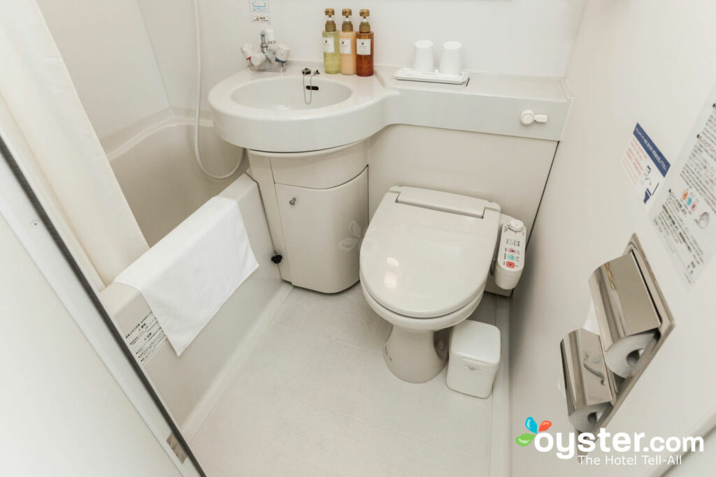 A bathroom at the Kyoto Plaza Hotel.