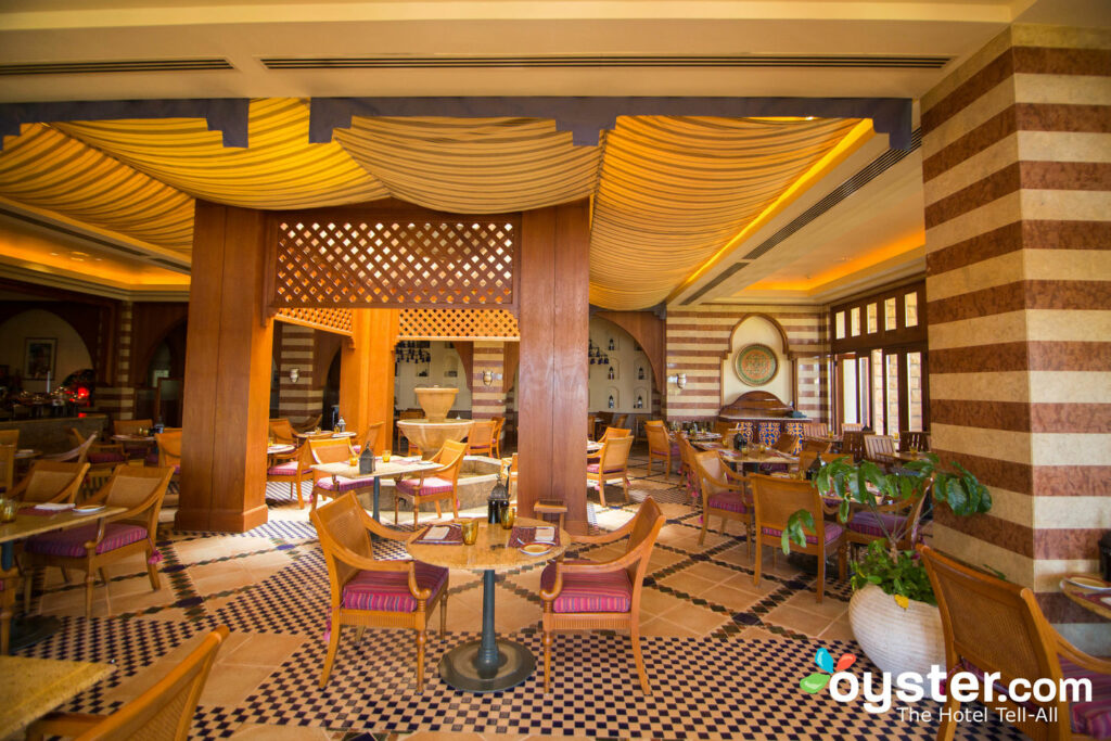 The Arabesque restaurant serves Mediterranean, Moroccan, and Lebanese dishes.
