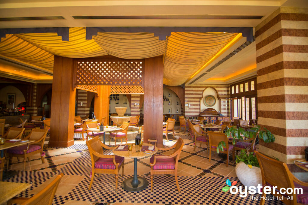 The Arabesque restaurant serves Mediterranean, Moroccan, and Lebanese dishes.