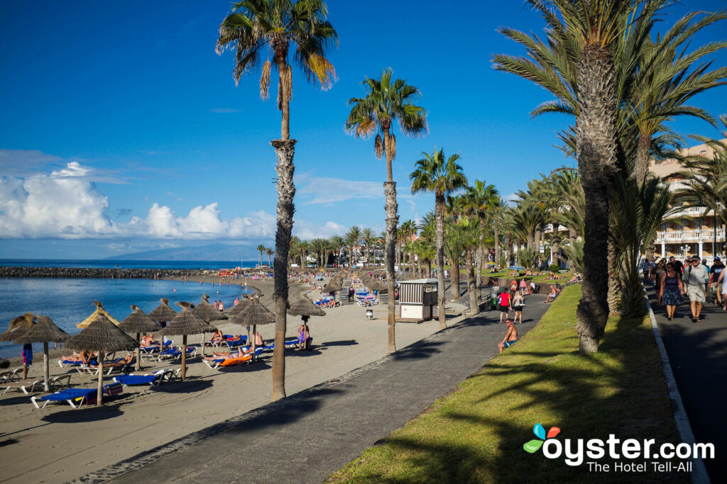 Playa de las Americas street and beach view