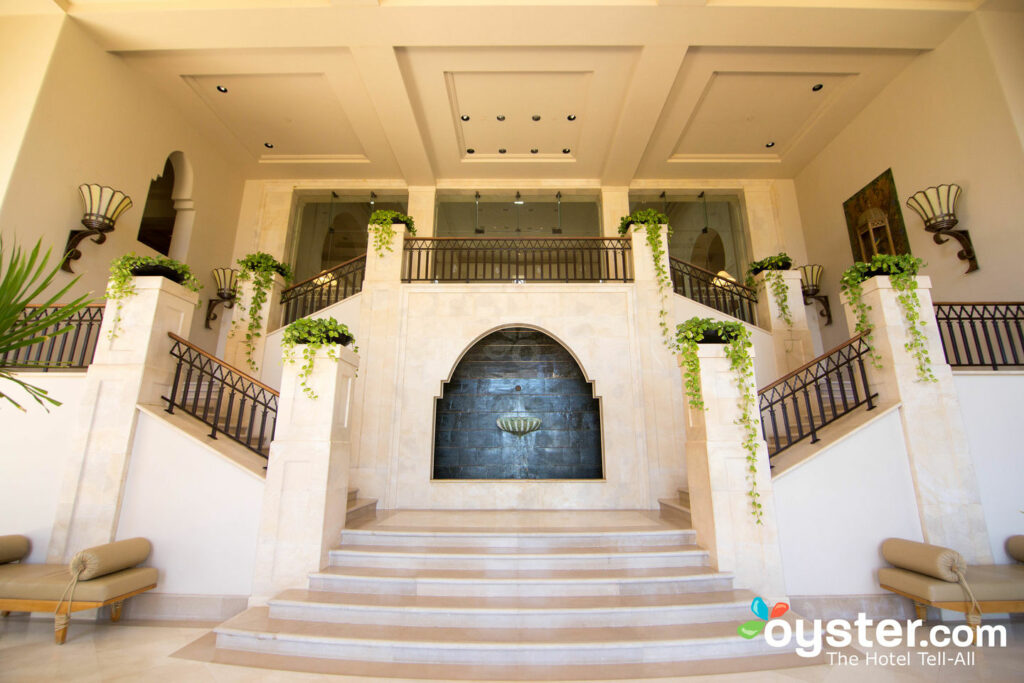 Like the rest of the property, the stairs are grand and lavish.