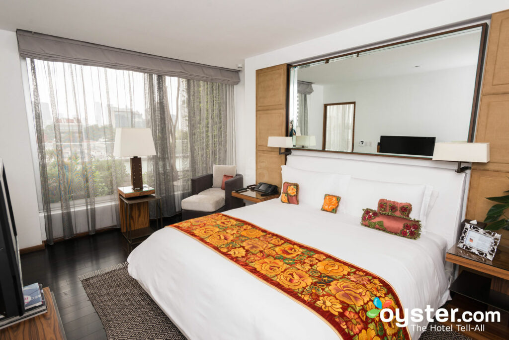 We love the modern, warm look of the rooms at Las Alcobas hotel in Mexico City.