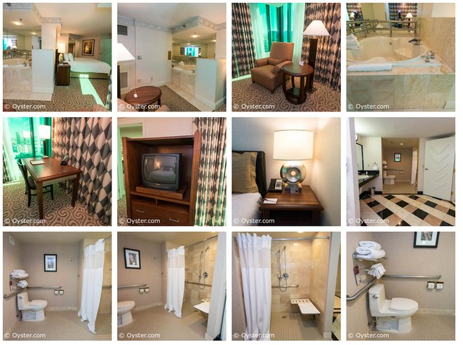 Images of a mobility-friendly room at the New York New York Hotel & Casino/Oyster