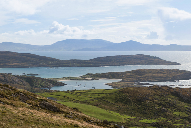 Vista, de, Skelligs, pedras, e, Ballinskelligs, baía, anel, de, kerry / ostra