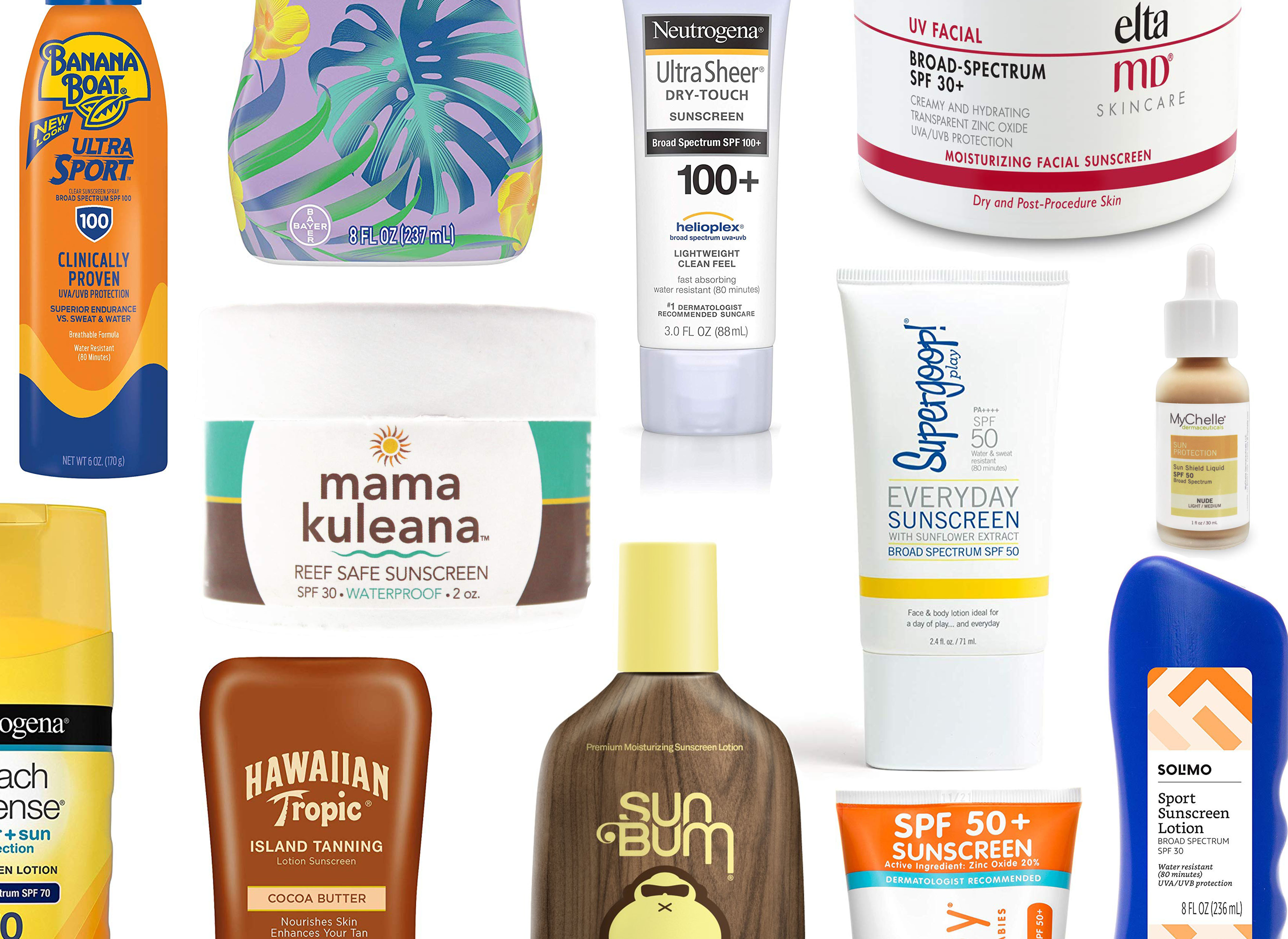 Different sunscreen options from Amazon