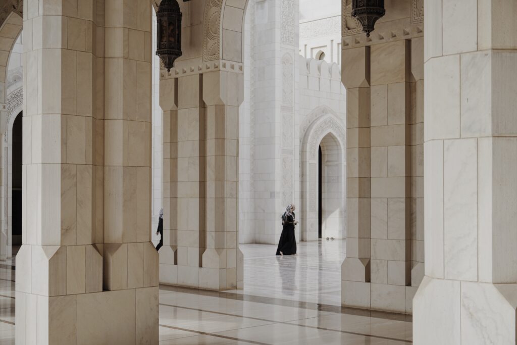 Hallway in Sultan Qaboos Grand Mosque, Muscat, Oman
