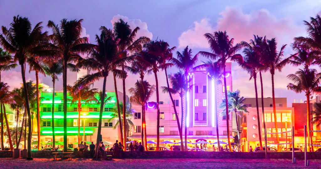 Miami Beach Ocean Drive at nigth