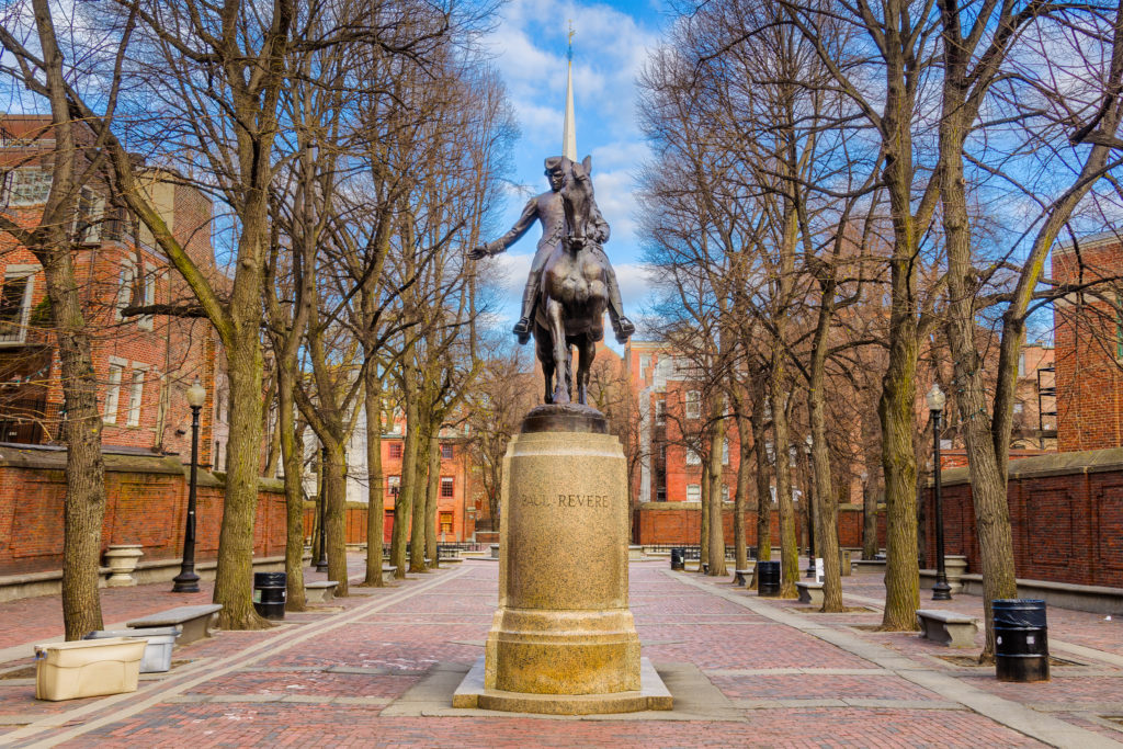 Statue of Paul Revere in Boston, Massachusetts