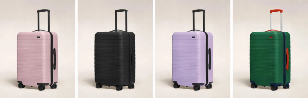 Four colors of the Bigger Carry-On from Away