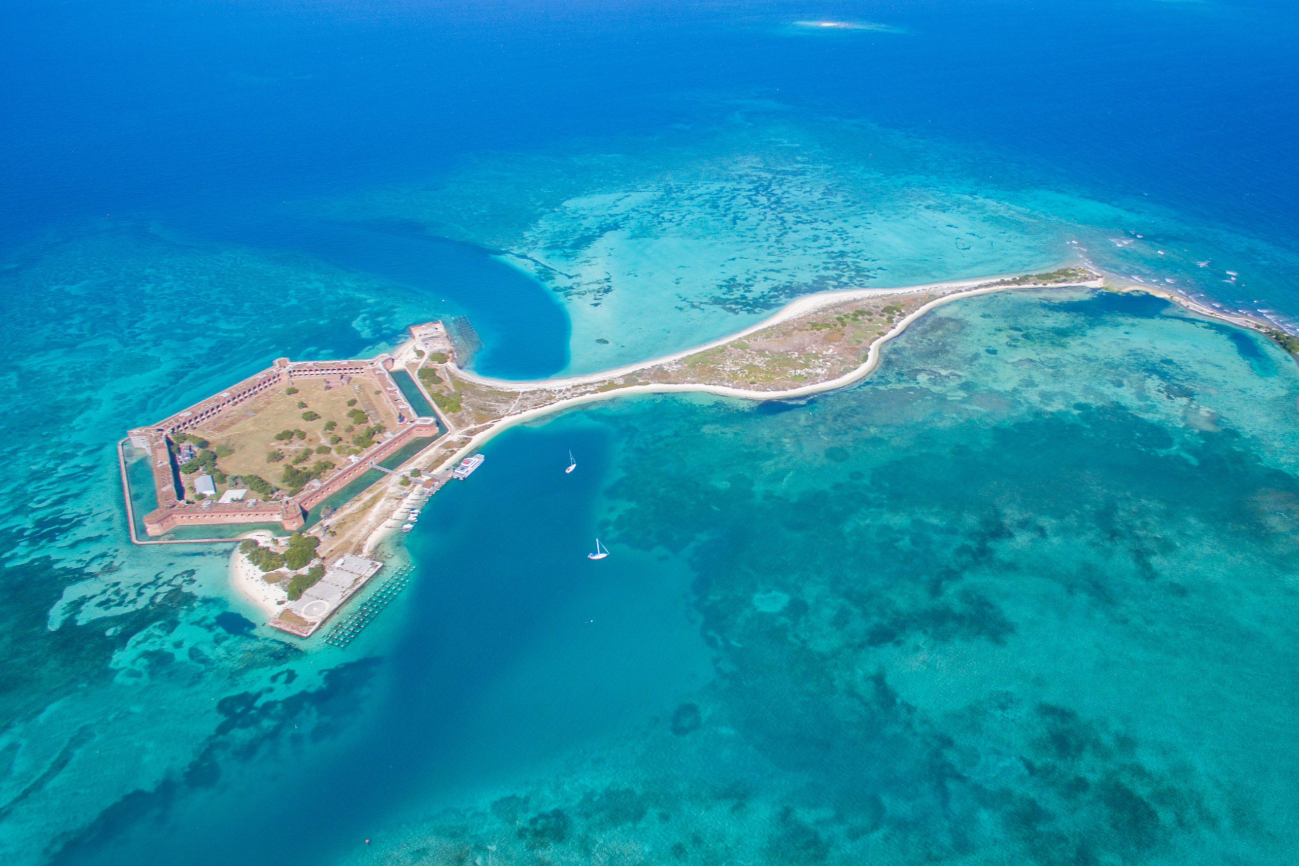 aerial view of Dry Tortugas in Key West Florida