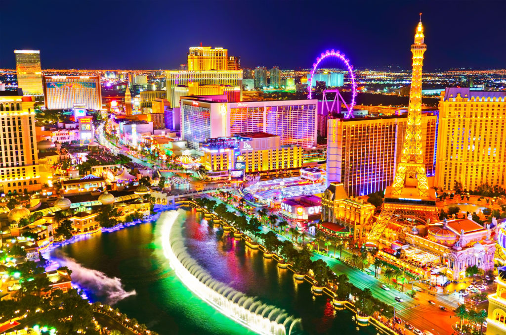 Las Vegas strip light up at night