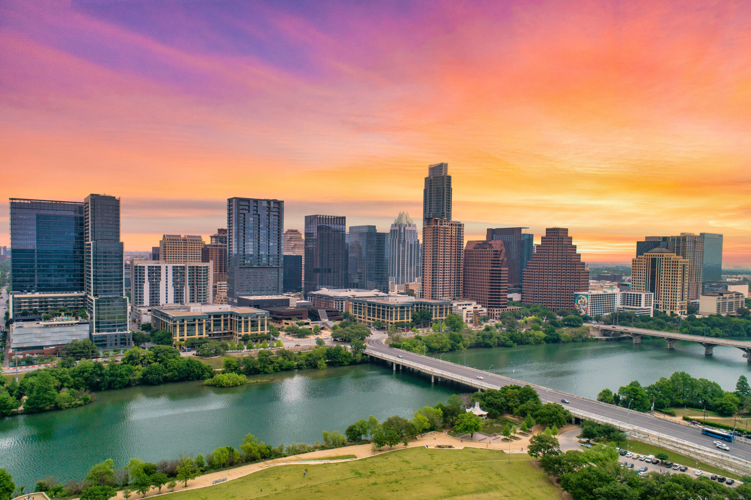 Skyline of Austin, Texas at sunset