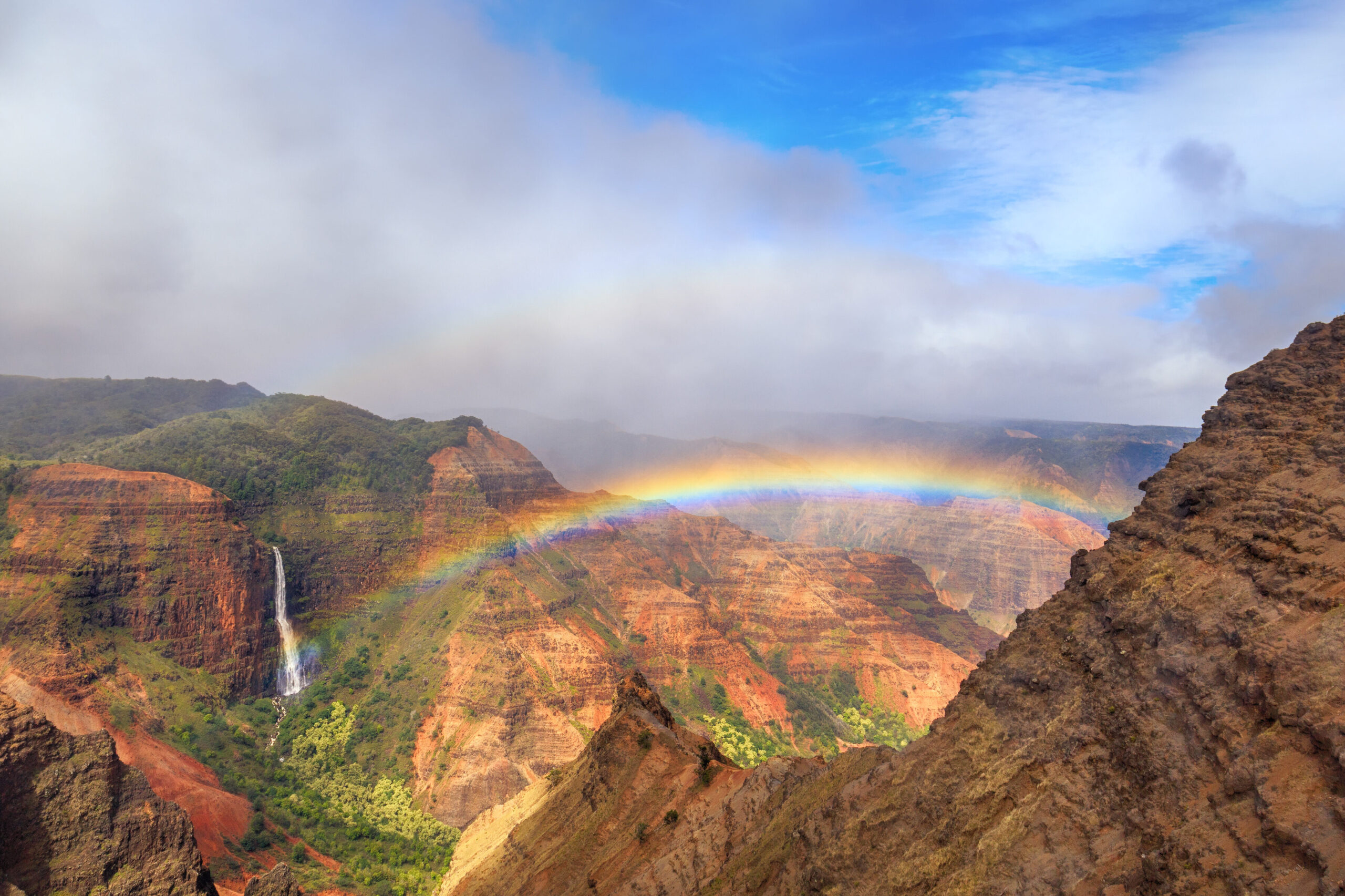 Rainbow over Waimea Canyon in Kauai, Hawaii