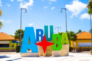 Colorful sign spelling out "Aruba"