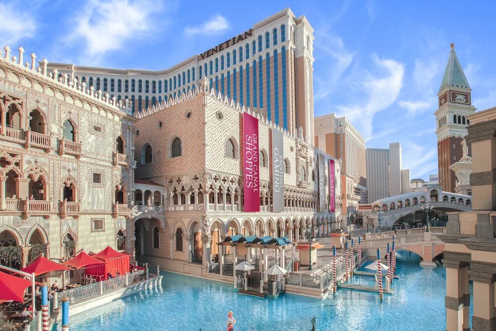 Exterior and canals at The Venetian and the Palazzo, Las Vegas