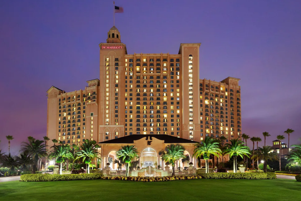 View of the front exterior of the JW Marriott Orlando Grande Lakes