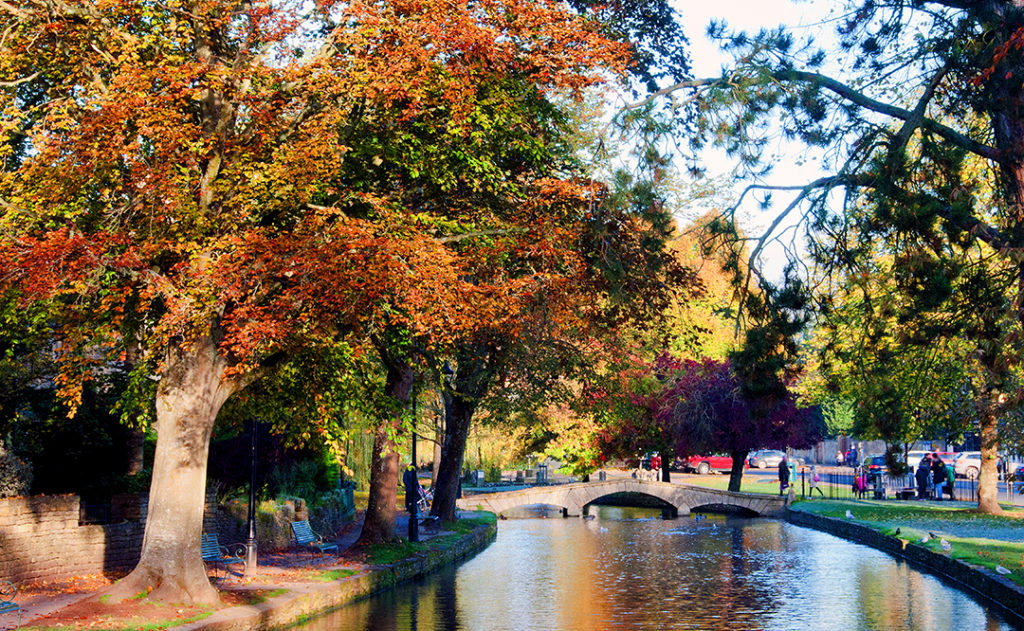 Bourton on the Water Autumn Trees Cotswolds UK