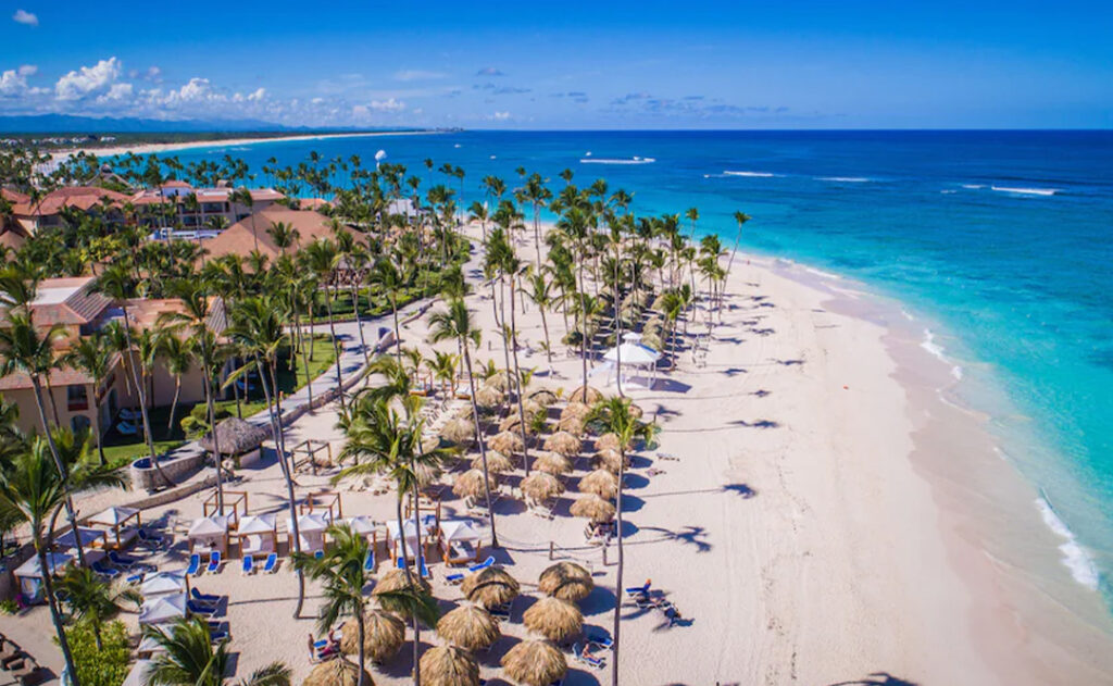 View of the beach front of the Majestic Colonial Punta Cana