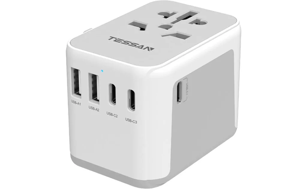 Universal Travel Adapter, TESSAN International Plug Adapter, 5.6A 3 USB C 2 USB A Ports, All-in-one Travel Charger Outlet Converter for Europe UK EU AUS (Type C/G/A/I)